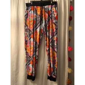 Floral checker joggers